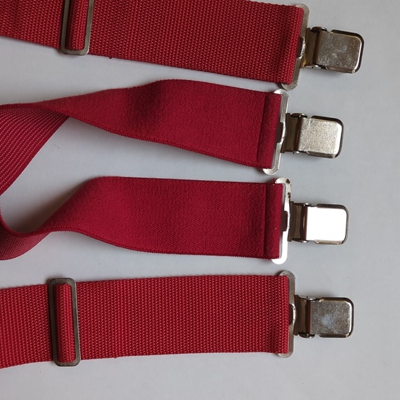 Utility Clip End Retro Suspender Galluses Red - Picture 6 of 12